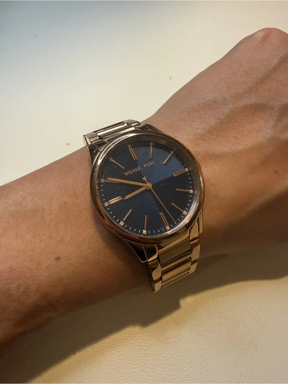 Michael Kors Rose Gold Watch with Navy Dial